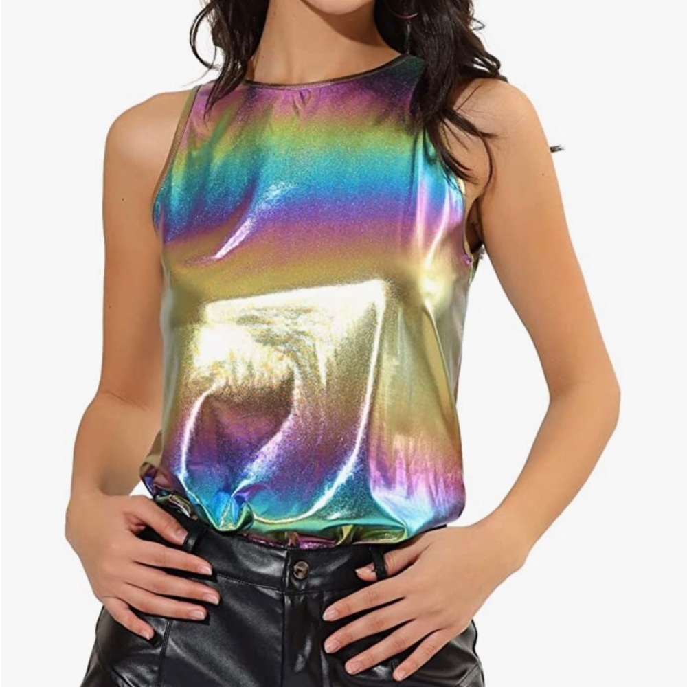 NWT colorful metallic stretchy sleeveless shirt - Medium